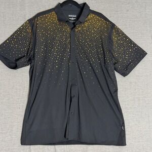 BARABAS New Years Mens Black Short Sleeve Rhinestone Button Down Shirt XXL